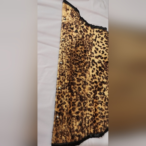Timeless Trends Steel Boned Velvet Leopard 34 Inch Corset Slim Silouette - Picture 2 of 10